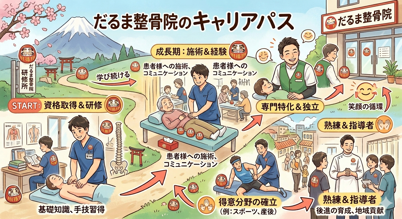 だるま整骨院のキャリアパスのイメージ図