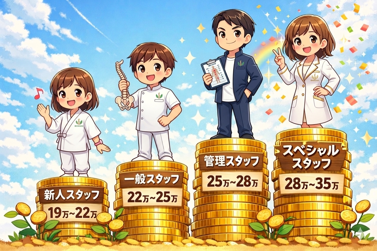 だるま整骨院の給与モデル・選べる週休1.5〜3日