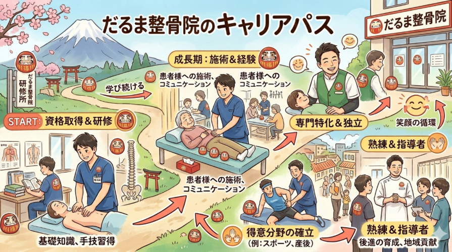 だるま整骨院のキャリアパスのイメージ図